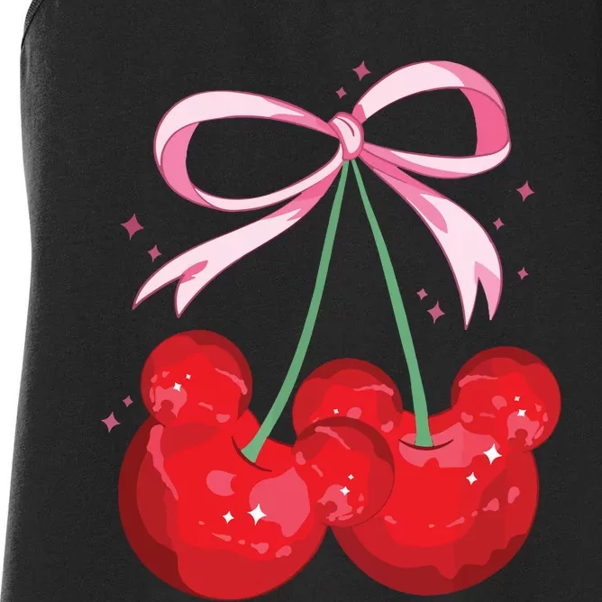 Coquette Cherry Mouse Ears Bow Princess Theme Park Women's Racerback Tank