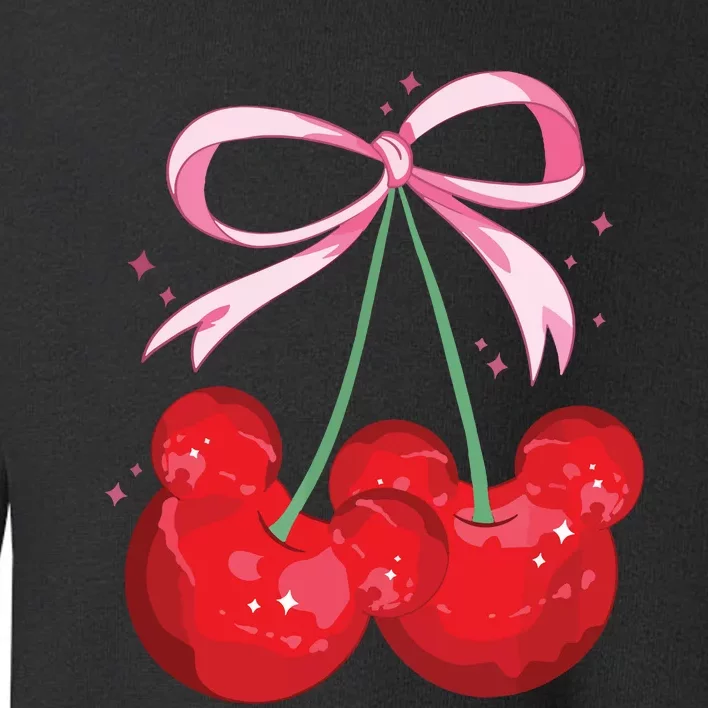 Coquette Cherry Mouse Ears Bow Princess Theme Park Toddler Sweatshirt