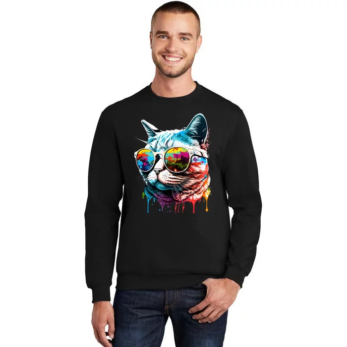 Cute Cat Motif Pop Art Cat Sweatshirt