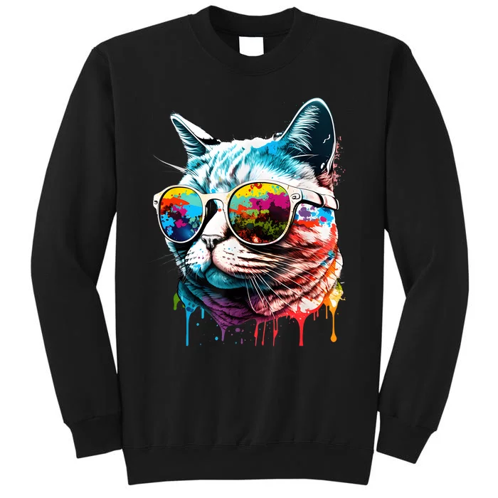 Cute Cat Motif Pop Art Cat Sweatshirt