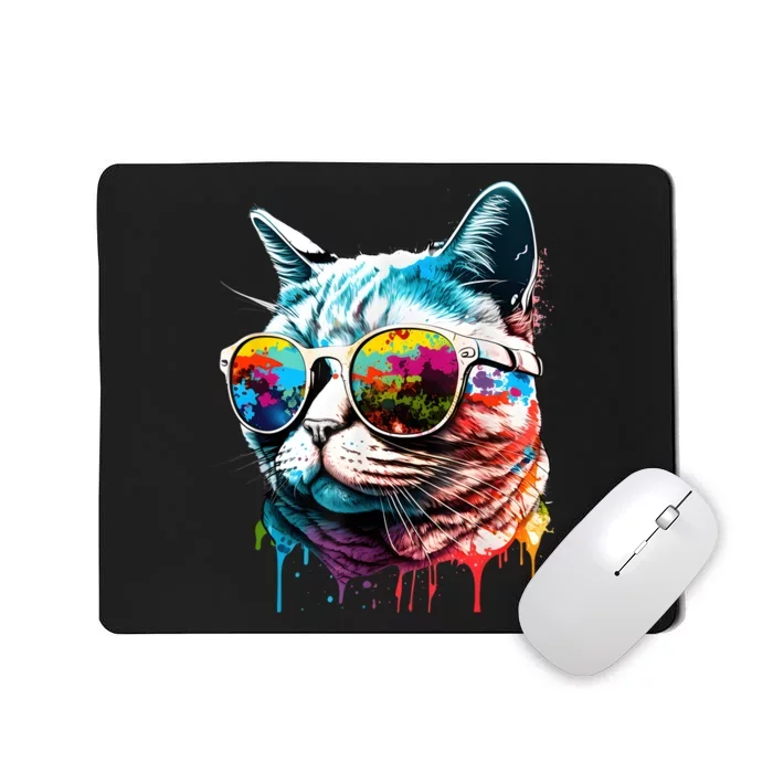 Cute Cat Motif Pop Art Cat Mousepad