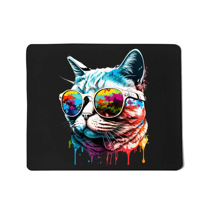 Cute Cat Motif Pop Art Cat Mousepad