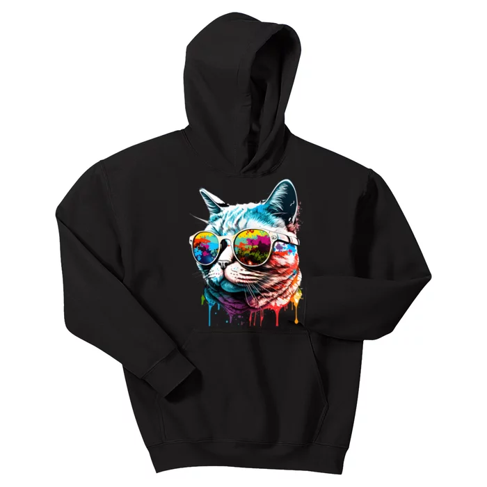 Cute Cat Motif Pop Art Cat Kids Hoodie