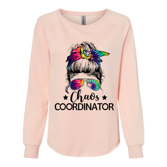 Chaos Coordinator Messy Bun Teachers Womens California Wash Sweatshirt