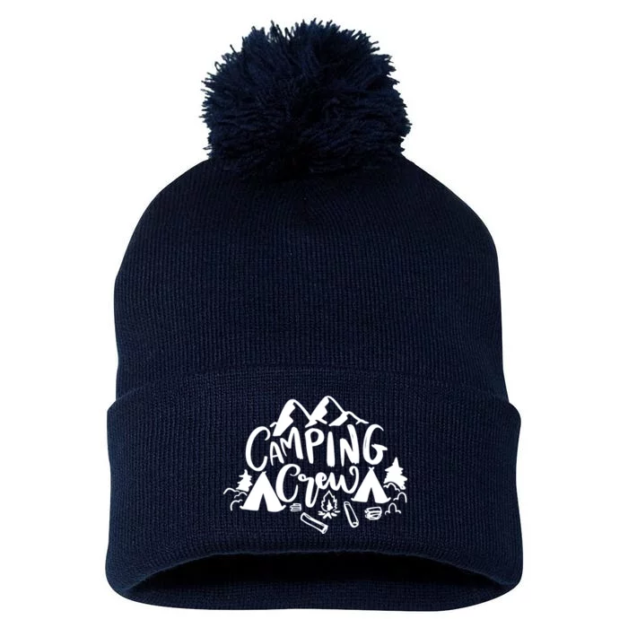 Camping Crew Mountain Pom Pom 12in Knit Beanie