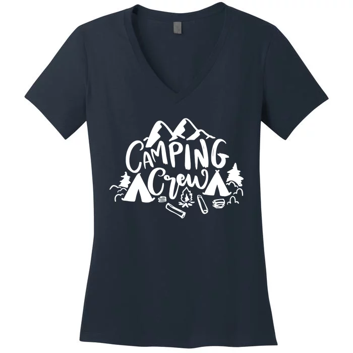 Camping Crew Mountain Women's V-Neck T-Shirt