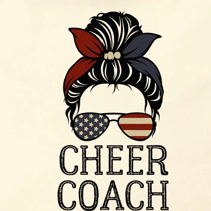 Cheer Coach Messy Bun Flag Us Funny Design Cute Cheer Coach Zip Tote Bag