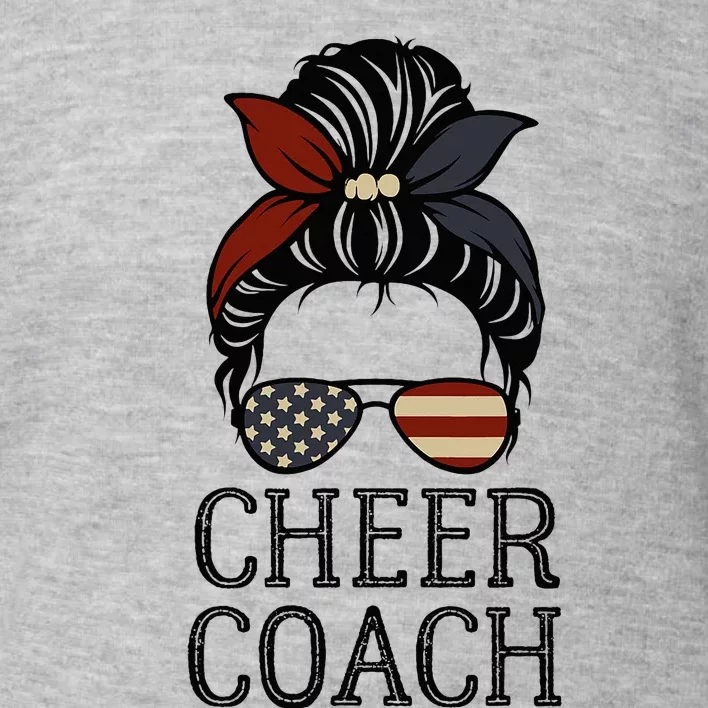 Cheer Coach Messy Bun Flag Us Funny Design Cute Cheer Coach Toddler Sweatshirt