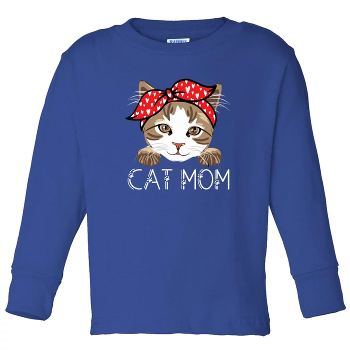 Cute Cat Mom Cat Lovers Mother's Day Toddler Long Sleeve Shirt