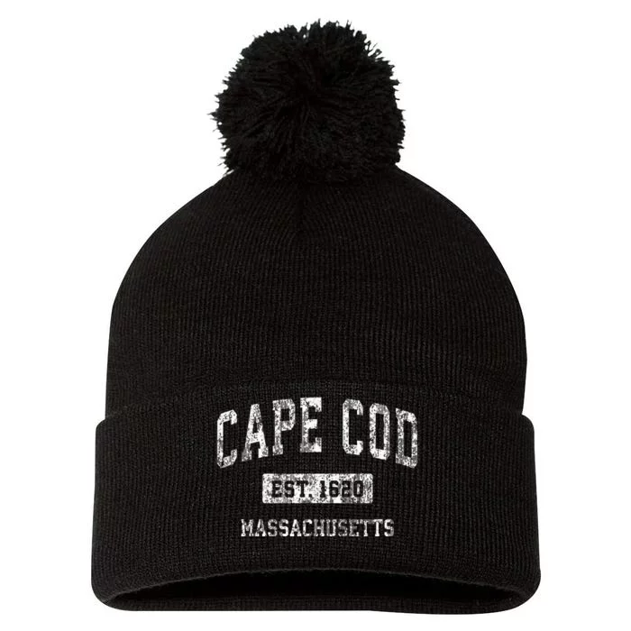 Cape Cod Massachusetts Ma Vintage Sports Established Pom Pom 12in Knit Beanie