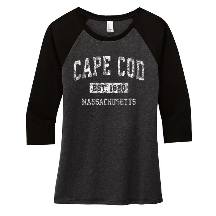 Cape Cod Massachusetts Ma Vintage Sports Established Women's Tri-Blend 3/4-Sleeve Raglan Shirt