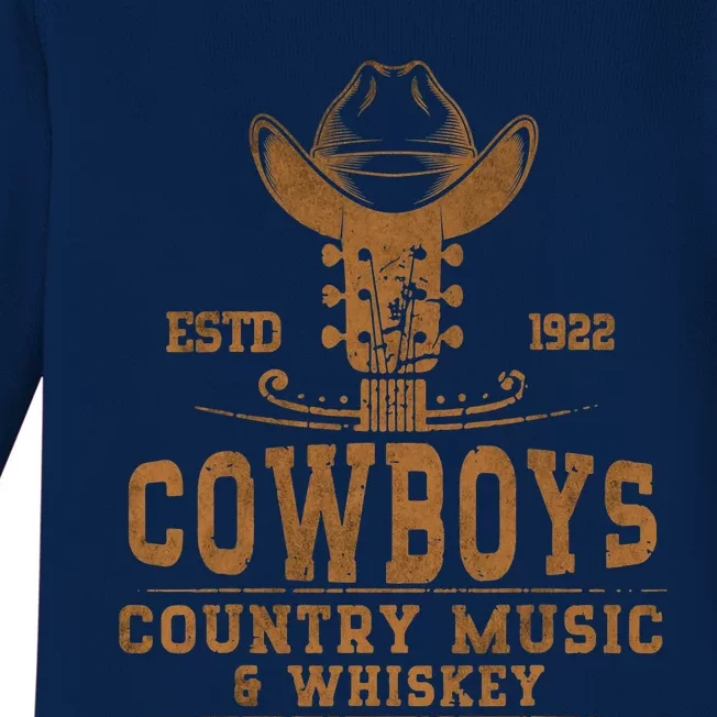 Cowboy Country Music And Whiskey Rodeo Day Whiskey Baby Long Sleeve Bodysuit