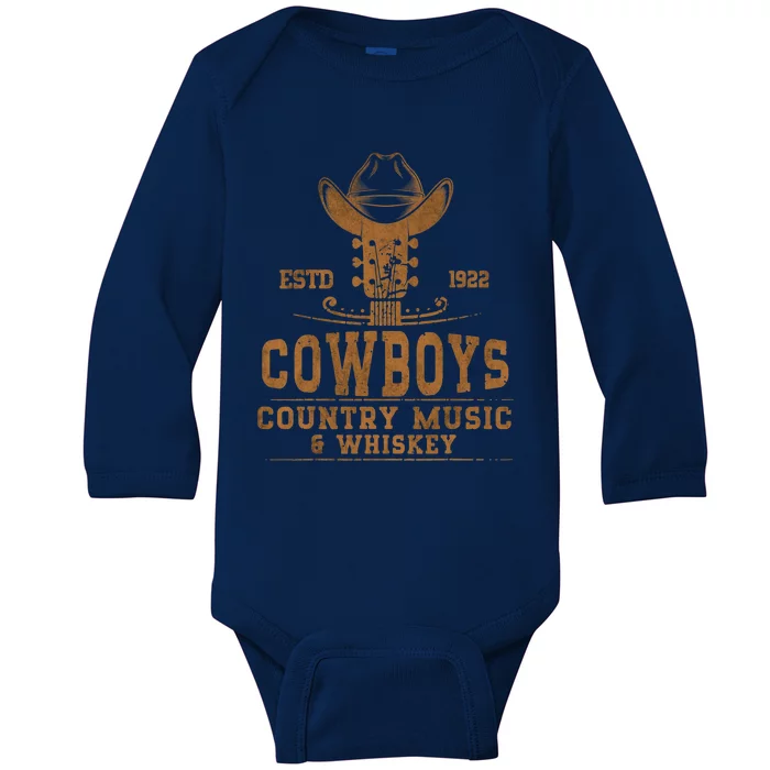 Cowboy Country Music And Whiskey Rodeo Day Whiskey Baby Long Sleeve Bodysuit