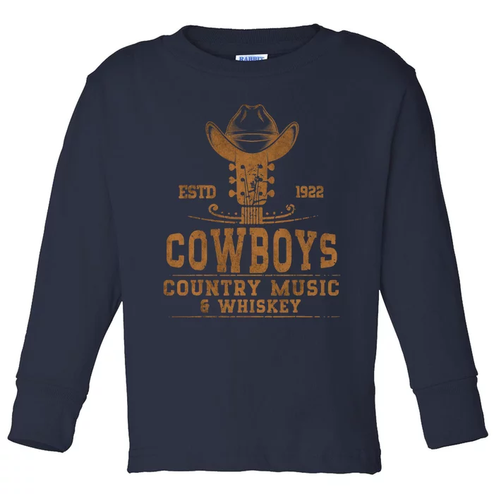 Cowboy Country Music And Whiskey Rodeo Day Whiskey Toddler Long Sleeve Shirt