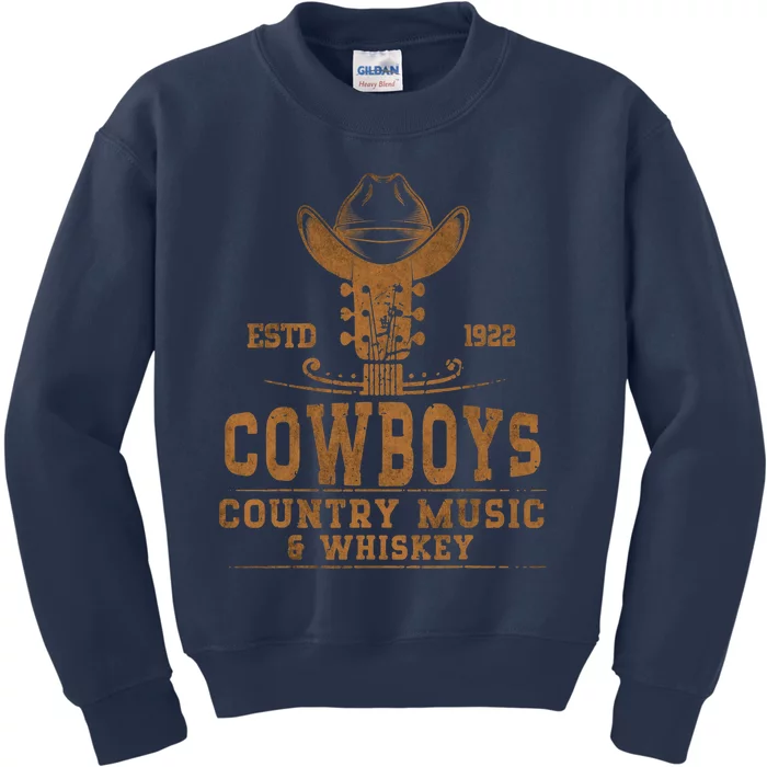 Cowboy Country Music And Whiskey Rodeo Day Whiskey Kids Sweatshirt