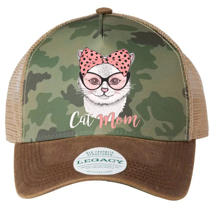 Cute Cat Mom Polka Dot Bow Bandana Legacy Tie Dye Trucker Hat