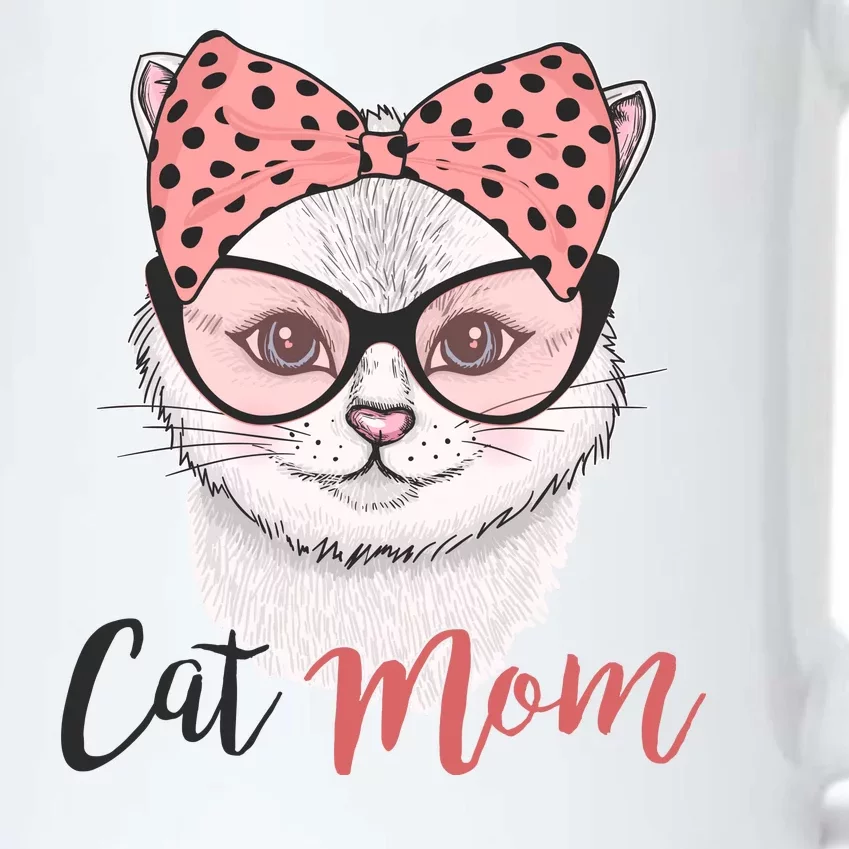 Cute Cat Mom Polka Dot Bow Bandana Black Color Changing Mug