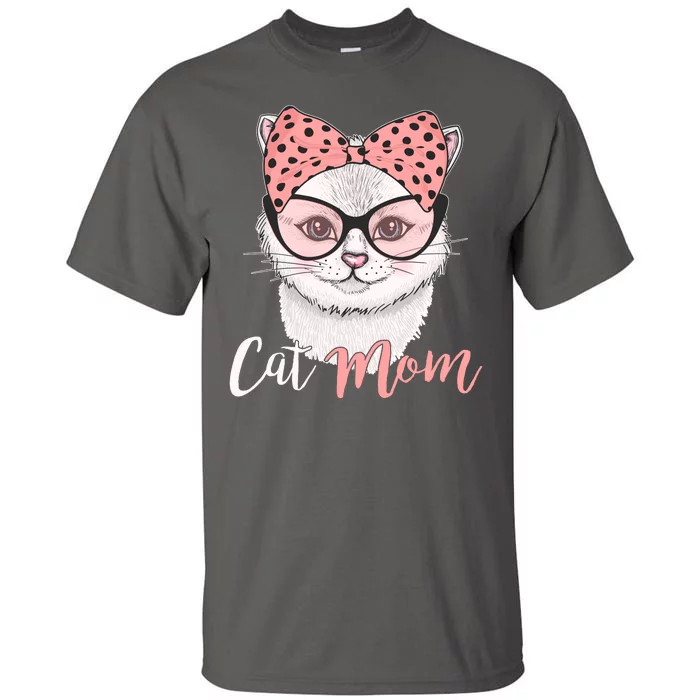 Cute Cat Mom Polka Dot Bow Bandana Tall T-Shirt