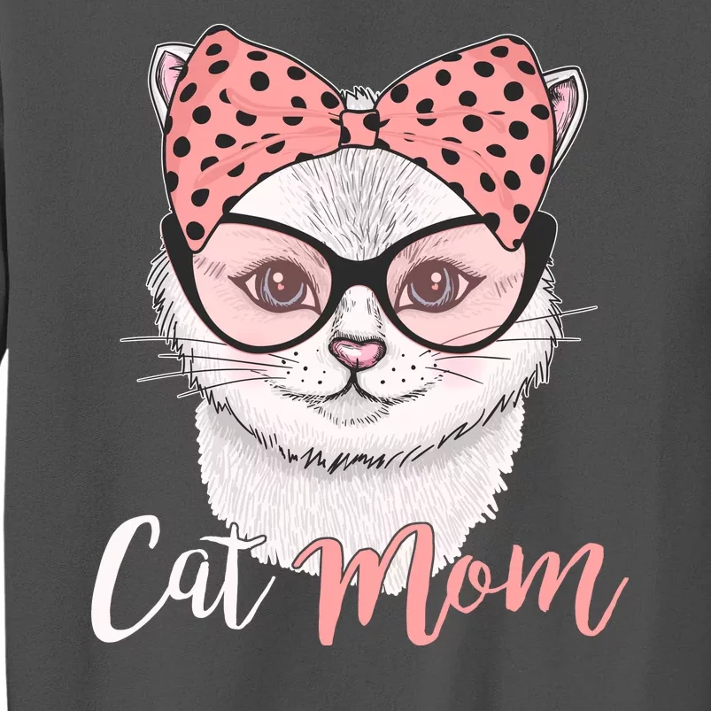 Cute Cat Mom Polka Dot Bow Bandana Tall Sweatshirt