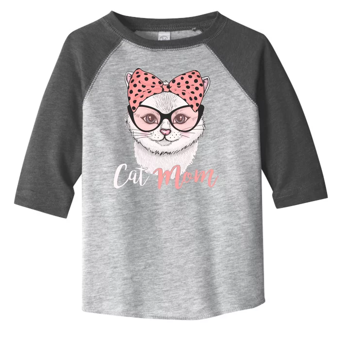 Cute Cat Mom Polka Dot Bow Bandana Toddler Fine Jersey T-Shirt