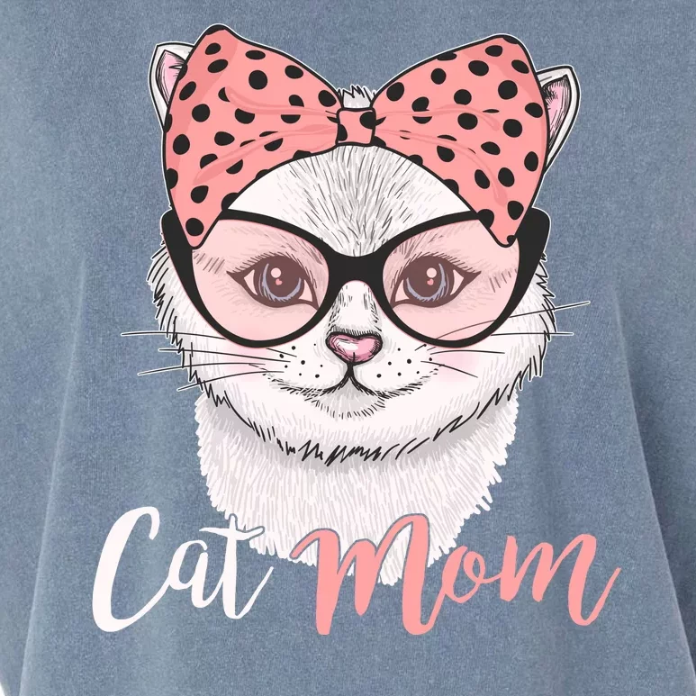 Cute Cat Mom Polka Dot Bow Bandana Garment-Dyed Women's Muscle Tee