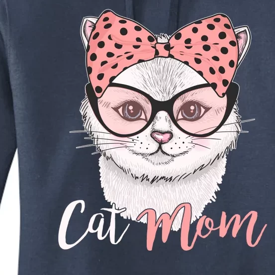 Cute Cat Mom Polka Dot Bow Bandana Women's Pullover Hoodie