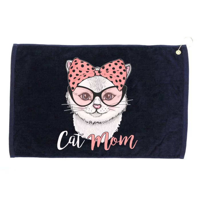 Cute Cat Mom Polka Dot Bow Bandana Grommeted Golf Towel