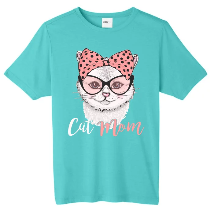 Cute Cat Mom Polka Dot Bow Bandana ChromaSoft Performance T-Shirt