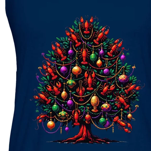 Crawfish Crayfish Mardi Gras Tree New Orleans Festival Ladies Essential Flowy Tank