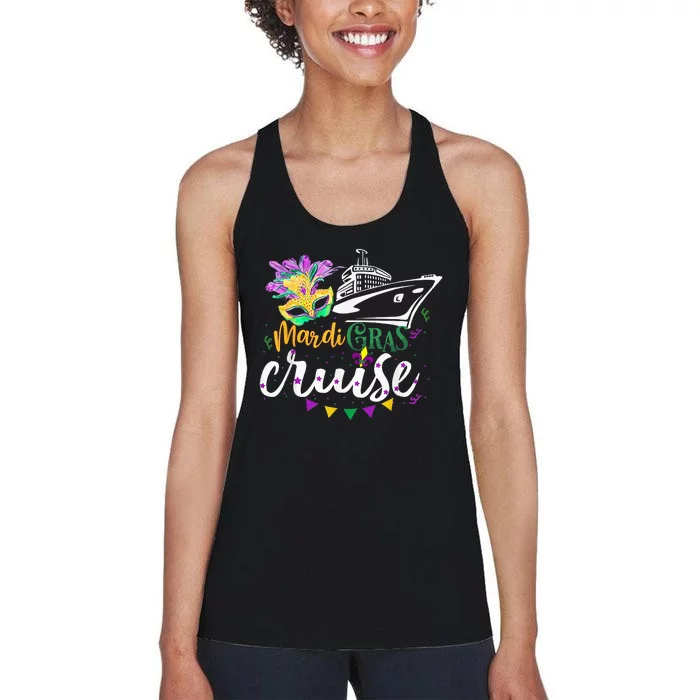 Cruise Cruising Mask Cruise Ship Beads Mardi Gras Women's Racerback Tank