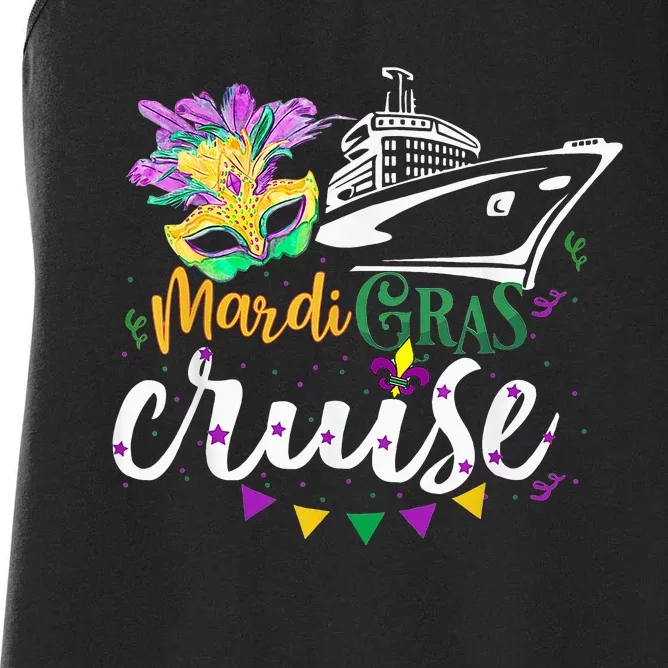 Cruise Cruising Mask Cruise Ship Beads Mardi Gras Women's Racerback Tank