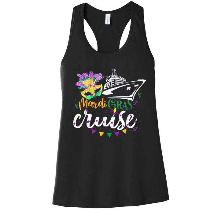 Cruise Cruising Mask Cruise Ship Beads Mardi Gras Women's Racerback Tank