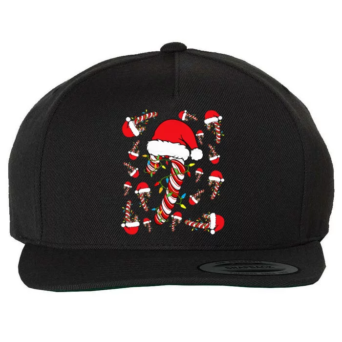 Candy Cane Merry and Bright Red and White Funny Christmas Wool Snapback Cap