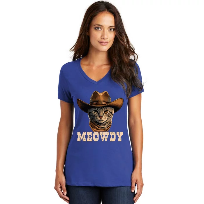 Cowboy Cat Meowdy Women's V-Neck T-Shirt