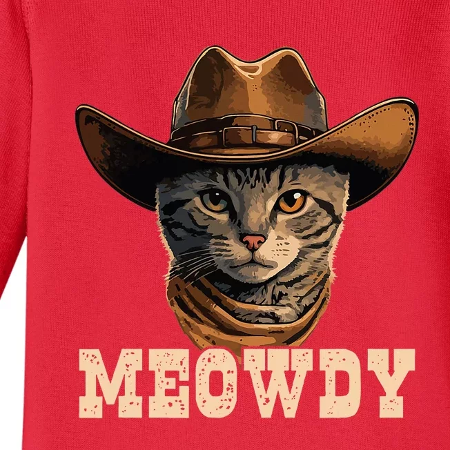 Cowboy Cat Meowdy Baby Long Sleeve Bodysuit