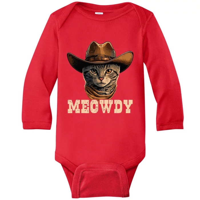 Cowboy Cat Meowdy Baby Long Sleeve Bodysuit