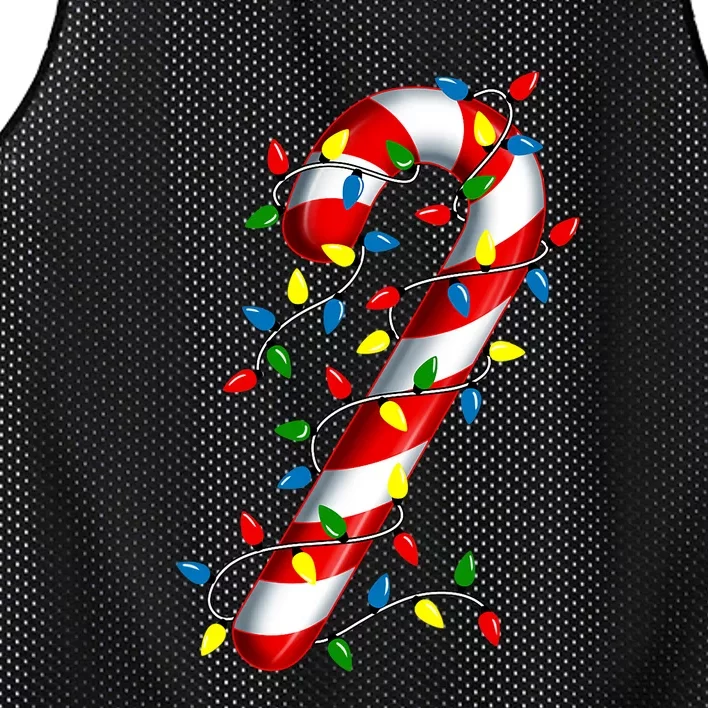 Candy Cane Merry And Bright Christmas Lights Candy Costume Mesh Reversible Basketball Jersey Tank