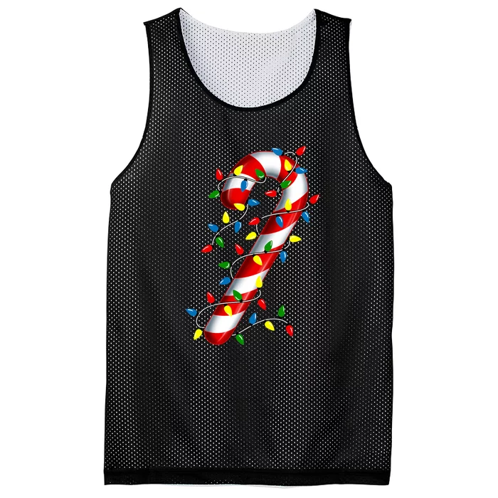 Candy Cane Merry And Bright Christmas Lights Candy Costume Mesh Reversible Basketball Jersey Tank