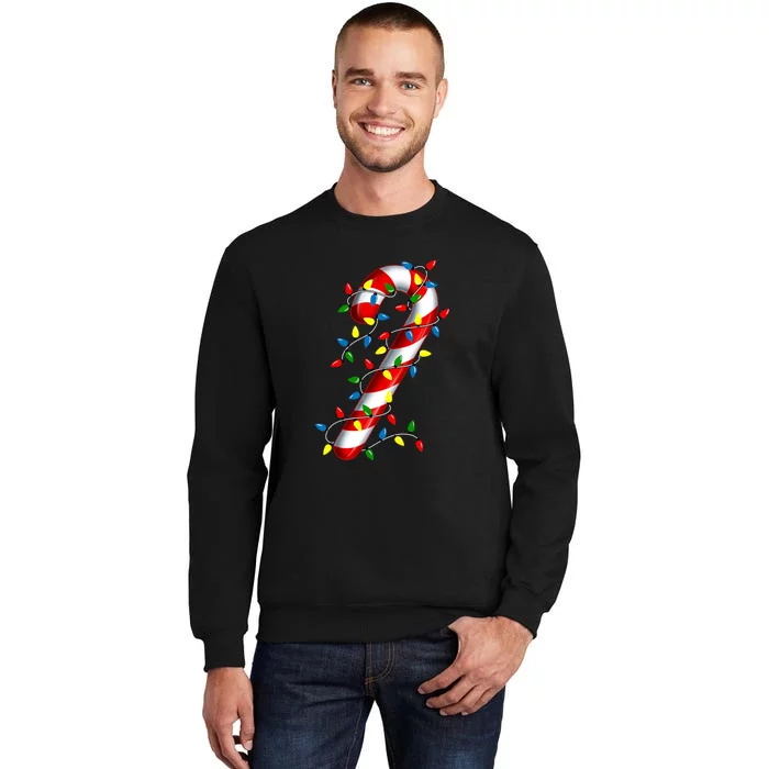 Candy Cane Merry And Bright Christmas Lights Candy Costume Tall Sweatshirt