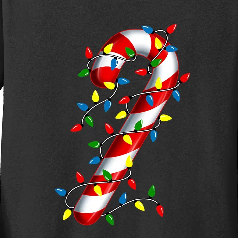 Candy Cane Merry And Bright Christmas Lights Candy Costume Kids Long Sleeve Shirt