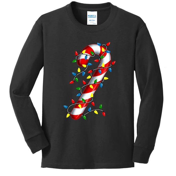 Candy Cane Merry And Bright Christmas Lights Candy Costume Kids Long Sleeve Shirt