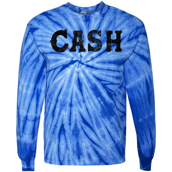 Cash Country Music Lovers Outlaw Vintage Retro Distressed Tie-Dye Long Sleeve Shirt