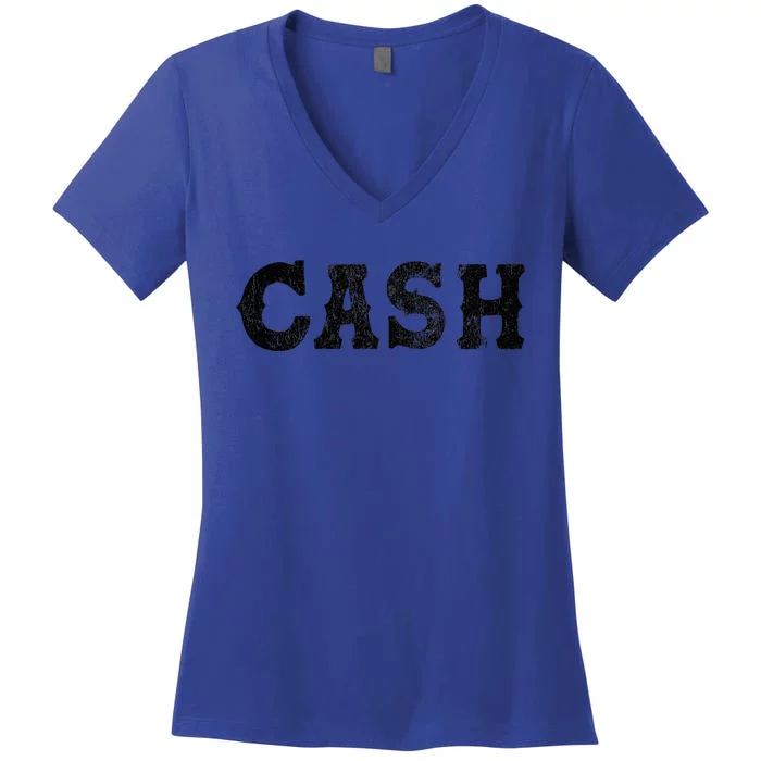 Cash Country Music Lovers Outlaw Vintage Retro Distressed Women's V-Neck T-Shirt