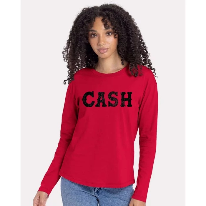 Cash Country Music Lovers Outlaw Vintage Retro Distressed Womens Cotton Relaxed Long Sleeve T-Shirt