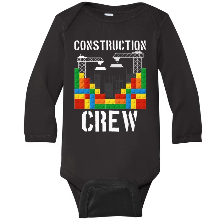 Construction Crew Master Builder Bricklayer Building Blocks Baby Long Sleeve Bodysuit