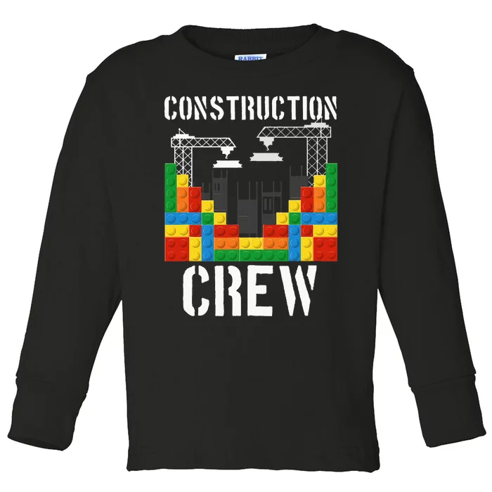 Construction Crew Master Builder Bricklayer Building Blocks Toddler Long Sleeve Shirt