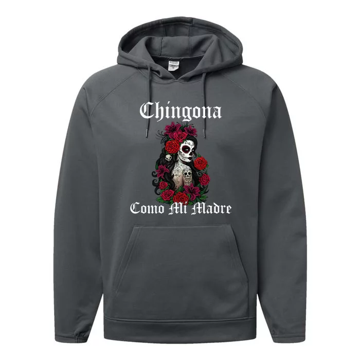 Chingona Como Mi Madre Latina Mexican Performance Fleece Hoodie