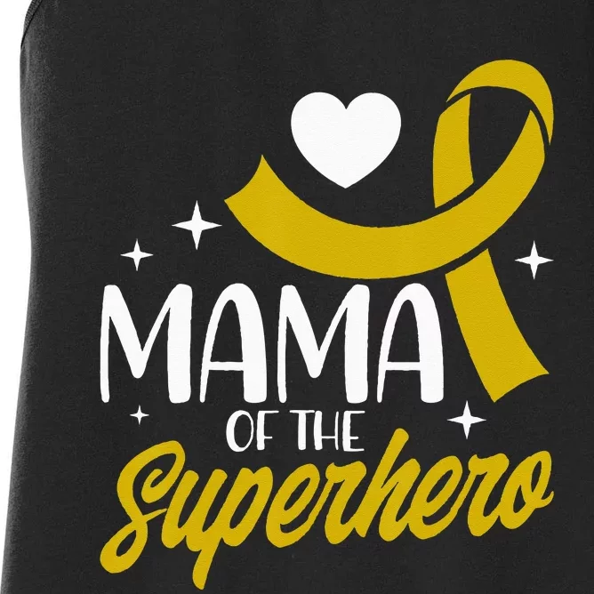 Childhood Cancer Mama Of A Superhero Ribbon Women's Racerback Tank