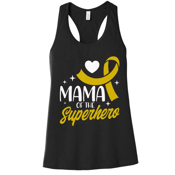 Childhood Cancer Mama Of A Superhero Ribbon Women's Racerback Tank