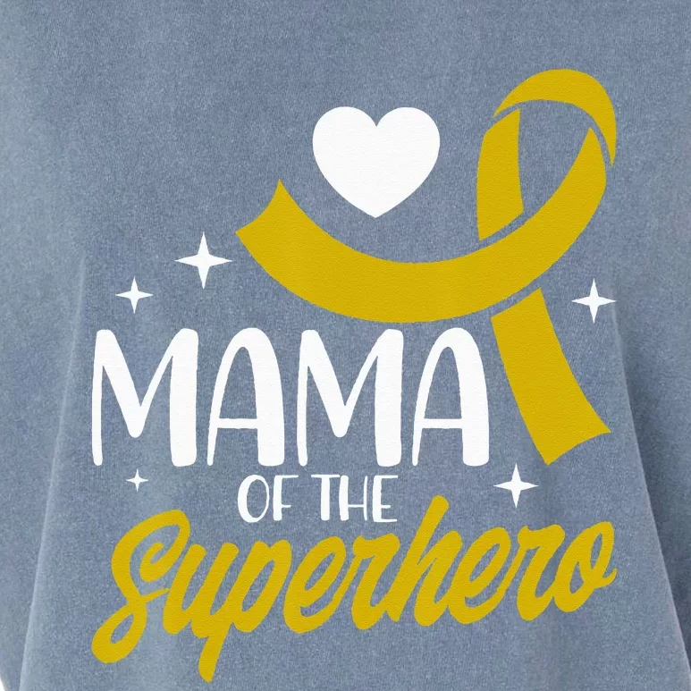 Childhood Cancer Mama Of A Superhero Ribbon Garment-Dyed Women's Muscle Tee